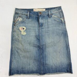 Joe's Jeans Vintage‎ Series Light Blue Distressed Denim Midi Skirt
